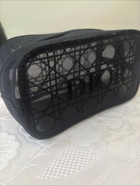 Dior Black Mesh Logo Cosmetic Case